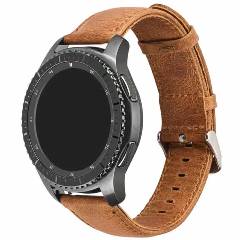 Curea din piele Edman compatibila Samsung Gear S3, telescoape Quick Release, 22mm, Maro deschis