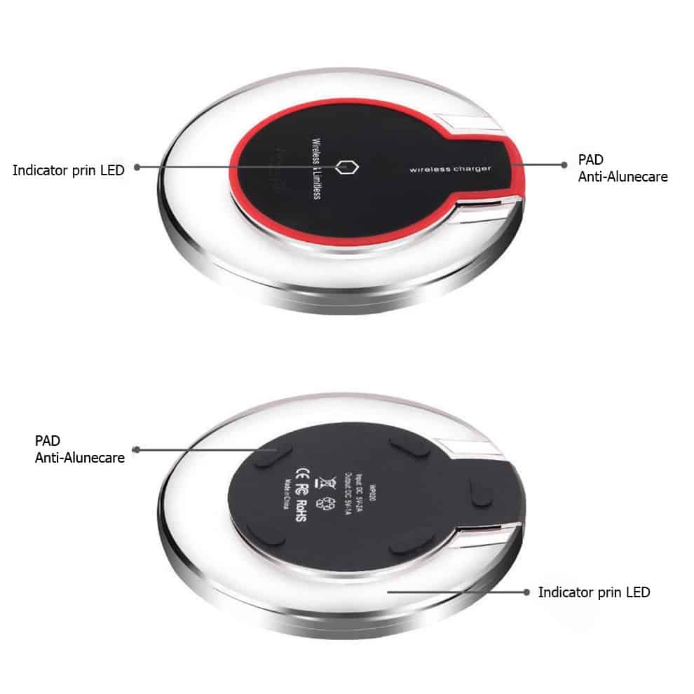 Incarcator wireless Qi Edman W10, pad pentru birou, alb-transparent, pentru Iphone Samsung Huawei LG, cablu micro USB inclus