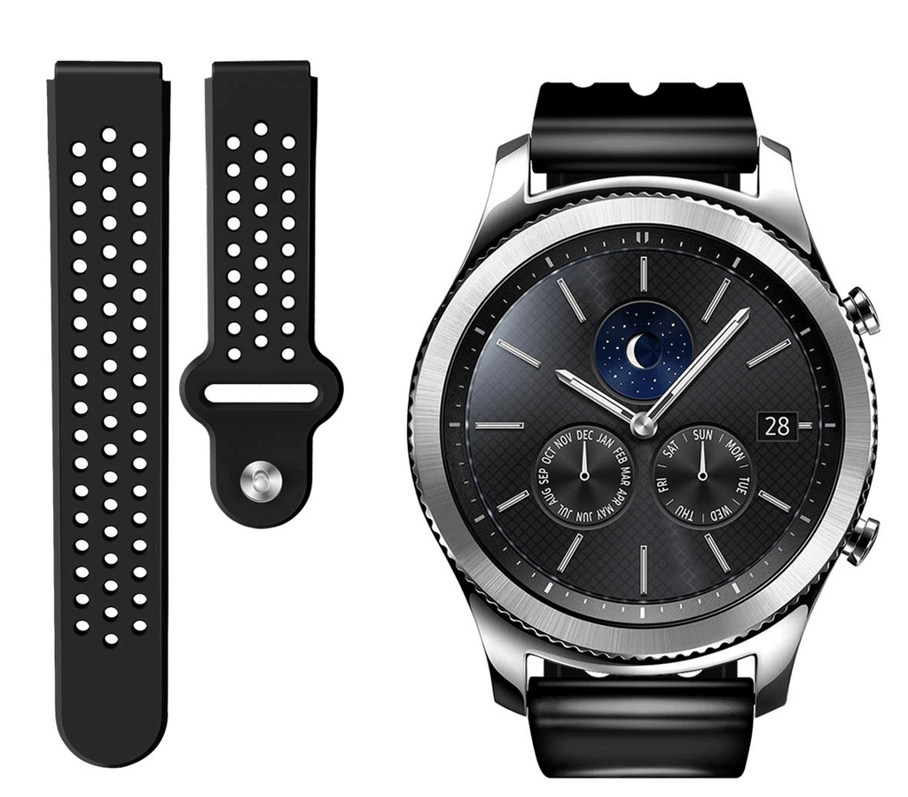 Curea silicon sport Edman compatibila Samsung Gear S3, telescoape Quick Release, 22mm, Negru