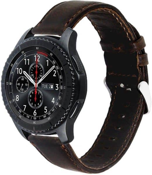 Curea din piele Edman compatibila cu Samsung Gear S3, telescoape Quick Release, 22mm, Maro inchis
