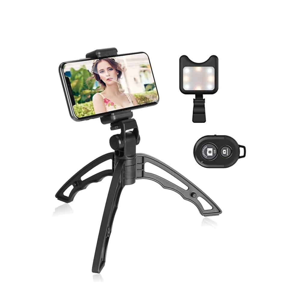 Suport tripod Apexel APL-JJ04 cu telecomanda bluetooth si blit flash led pentru telefon smartphone Iphone, Samsung, Gopro
