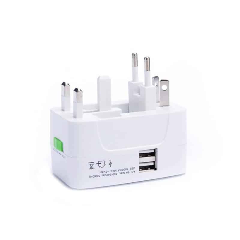 Adaptor incarcator convertor priza universal international de calatorie All in One pentru EU, US, UK, AU, AUS, alb