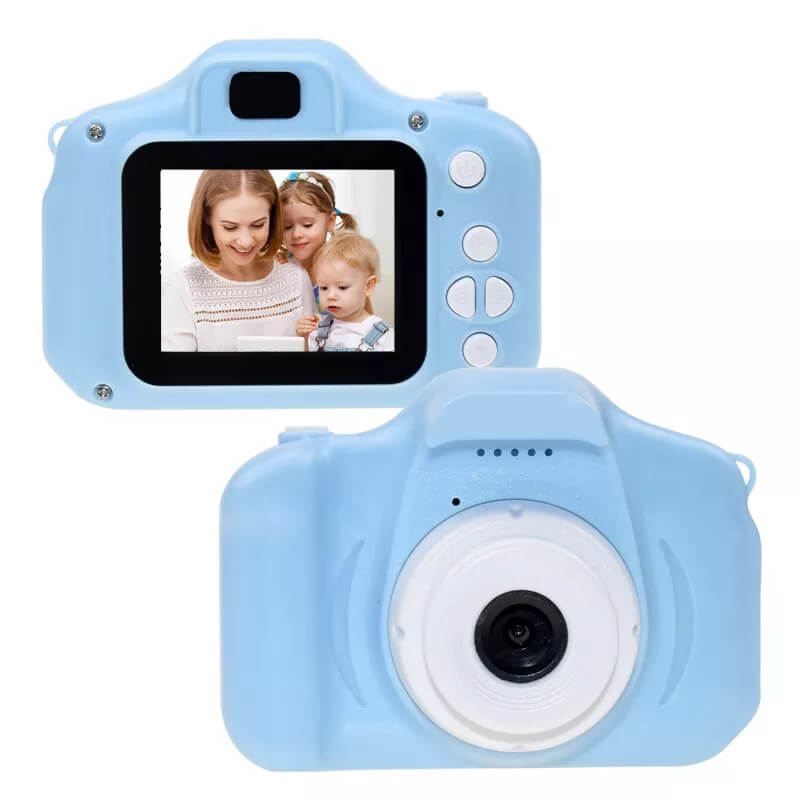 Aparat foto mini copii Edman, LCD 2.0 inch, Micro SD, Unghi larg 140 grade, rezistent la apa, Albastru