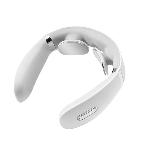 Aparat masaj cervical cu impulsuri electromagnetice, cu incalzire, portabil, 3 moduri de masaj, 15 nivele de intensitate, USB, Edman, Alb