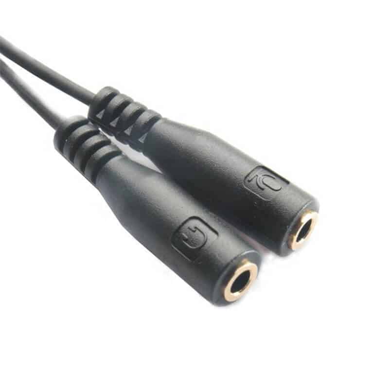 Cablu Audio Edman Jack 3.5mm tata la 2x 3.5mm mama Casti si microfon, 13.5cm, Negru