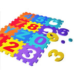 Covor Edman din spuma Eva tip puzzle cu cifre si litere detasabile, 15.5x15.5x0.9cm, multicolor, set 36 piese