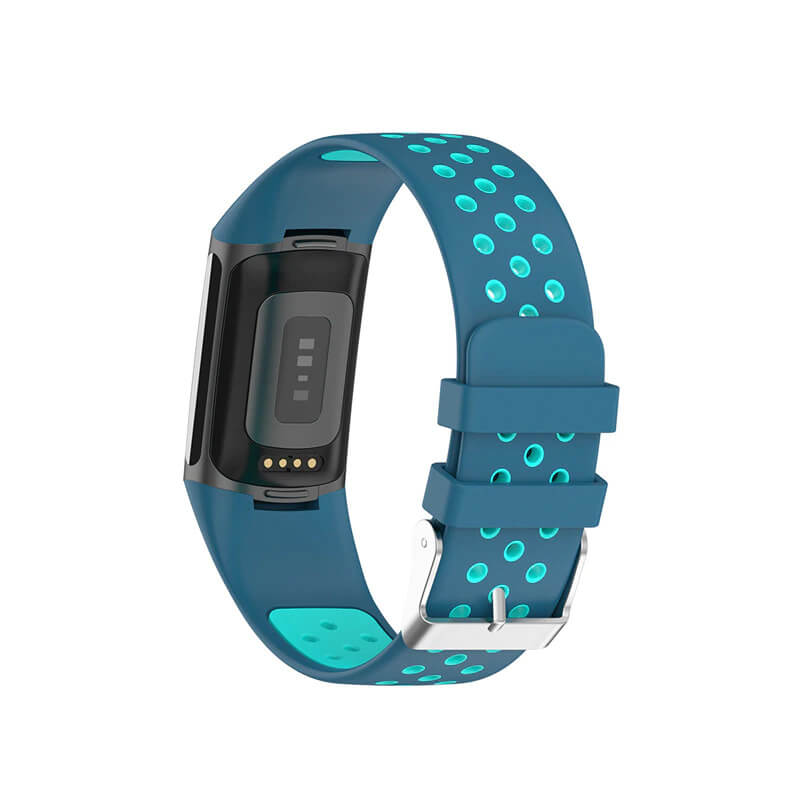 Curea Bratara sport Edman pentru Fitbit Charge 5/6, Albastru/Turcoaz