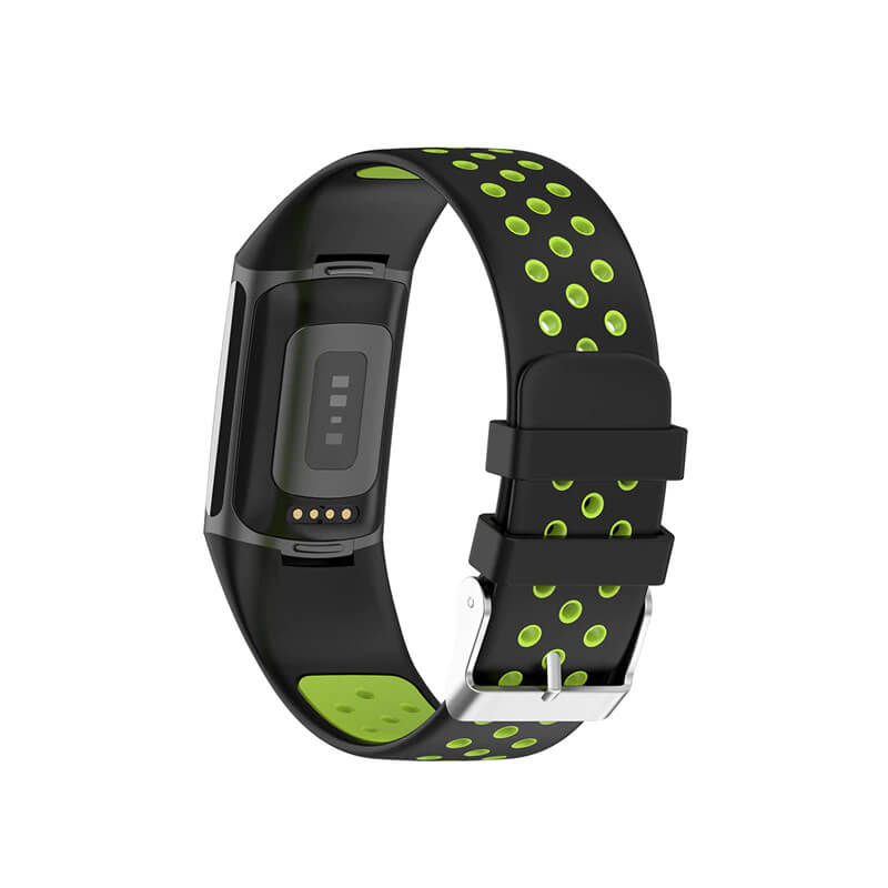 Curea Bratara sport Edman pentru Fitbit Charge 5/6, Negru/Verde