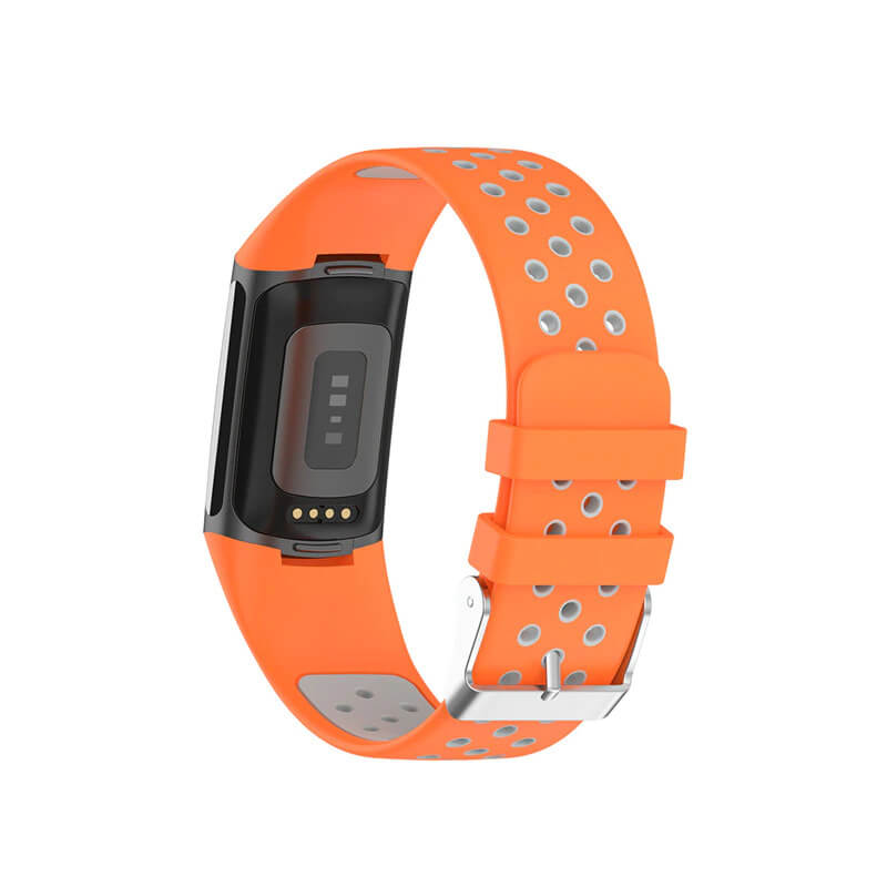 Curea Bratara sport Edman pentru Fitbit Charge 5/6, Orange/Gri