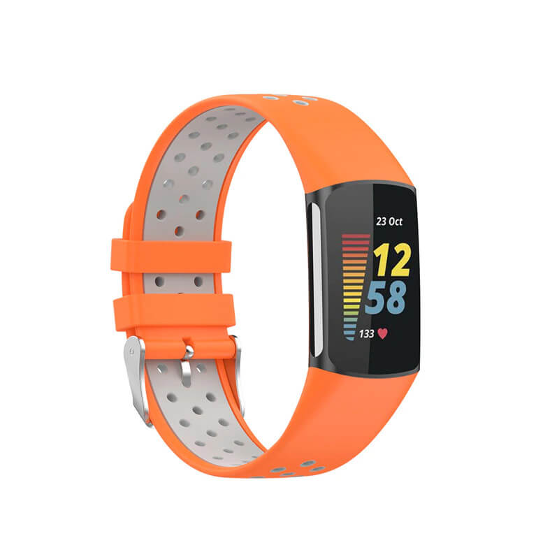 Curea Bratara sport Edman pentru Fitbit Charge 5/6, Orange/Gri
