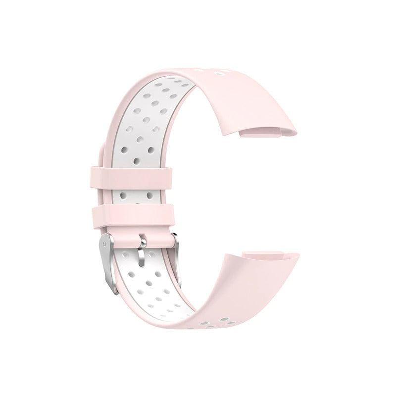 Curea Bratara sport Edman pentru Fitbit Charge 5/6, Roz/Alb