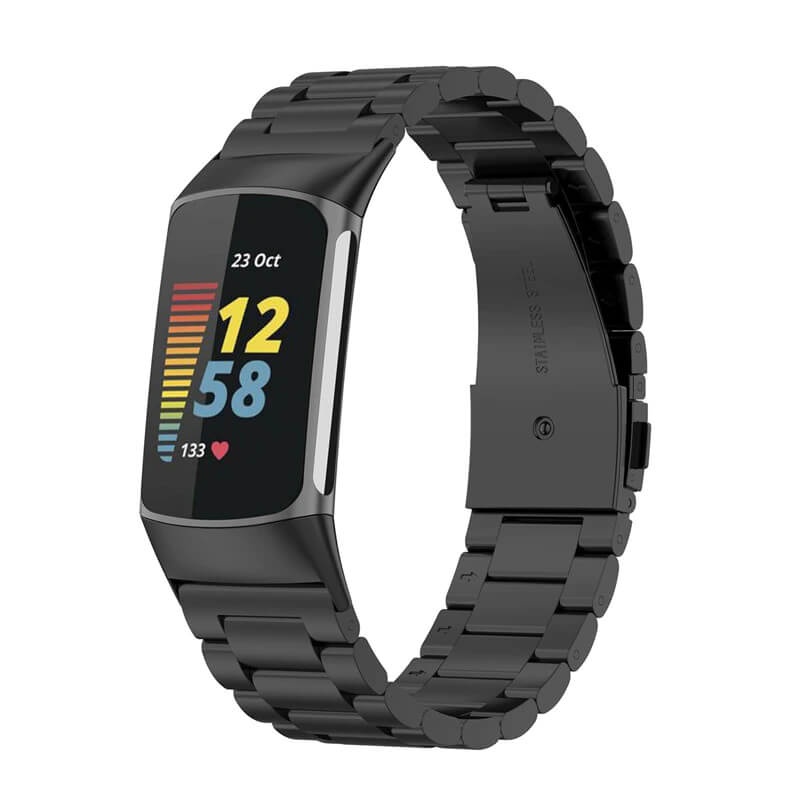 Curea metalica Edman 3Z pentru Fitbit Charge 5/6, Negru