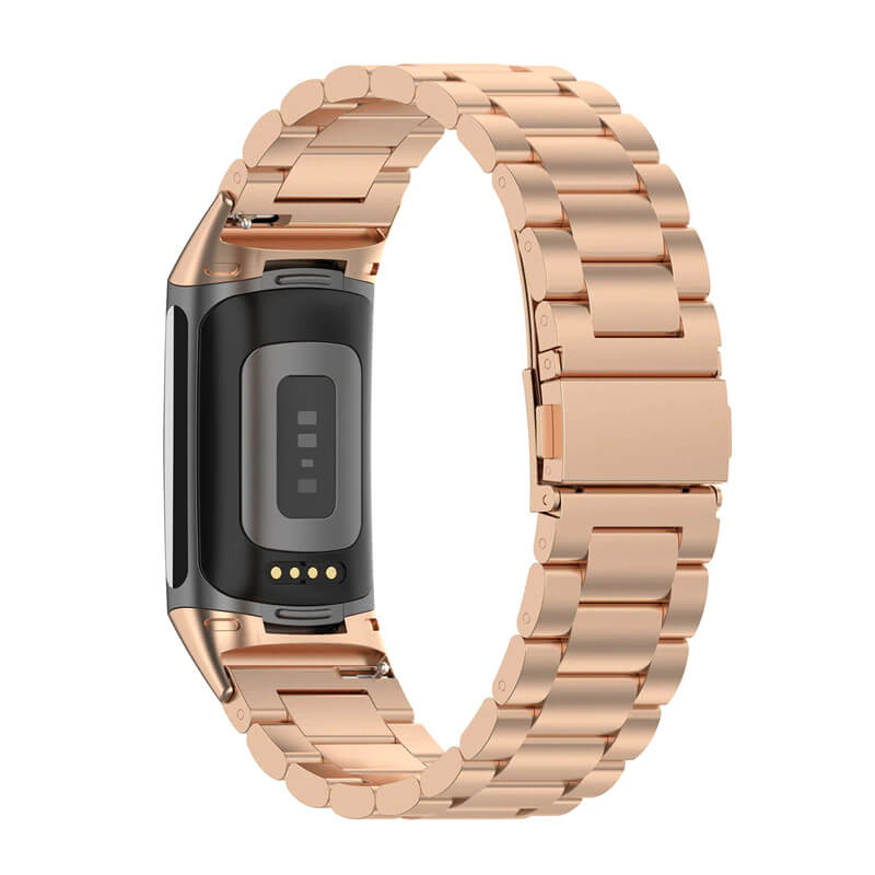 Curea metalica Edman 3Z pentru Fitbit Charge 5/6, Rose Gold