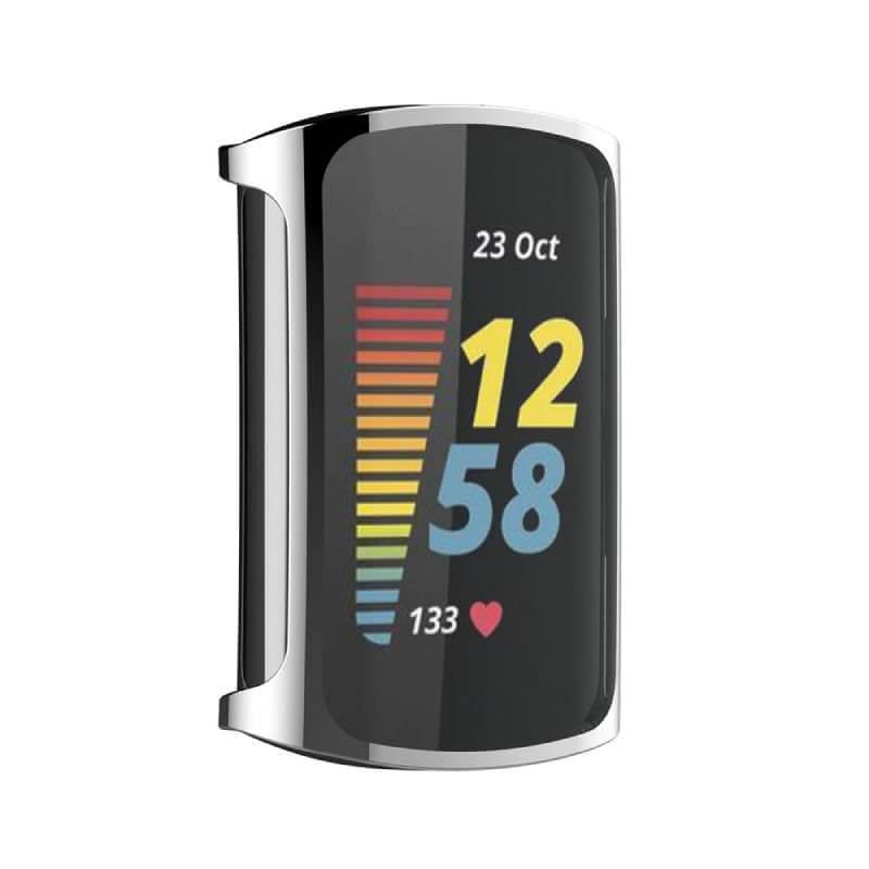 Husa Siliconica Edman pentru Fitbit Charge 5, Argintiu