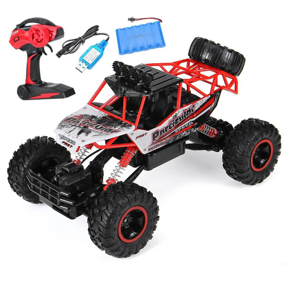 Masina cu telecomanda Edman RC 4WD Buggy Crawler 4x4, scara 1:12, foarte rezistenta, de mare viteza, cu 2 baterii, Rosu