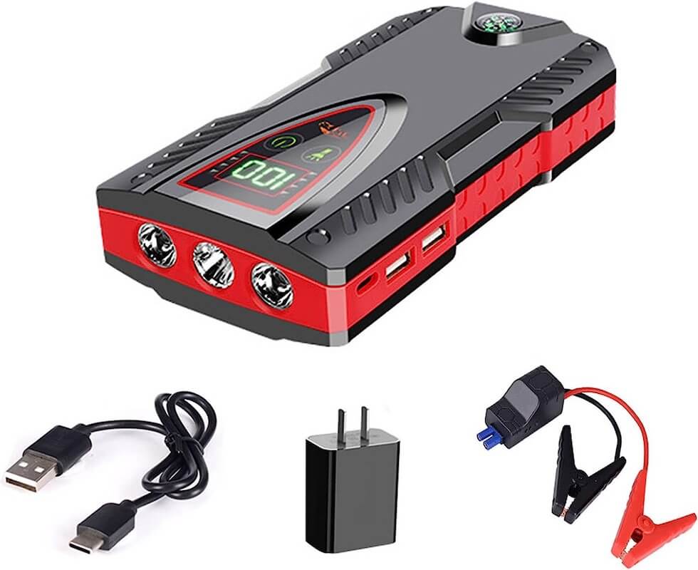Kit Jump Starter Edman redresor auto/moto, motor pana la 6.0L, afisaj digital Power Bank, 6000 mAh, Negru
