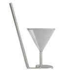 Pahar creativ de sticla Edman Martini, cu pai incorporat, sticla termorezistenta, 190ml, Transparent