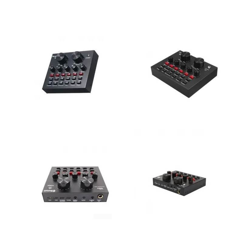 Placa de sunet multifunctionala cu bluetooth Edman V8 pentru live, podcast si muzica, cu 18 efecte, negru