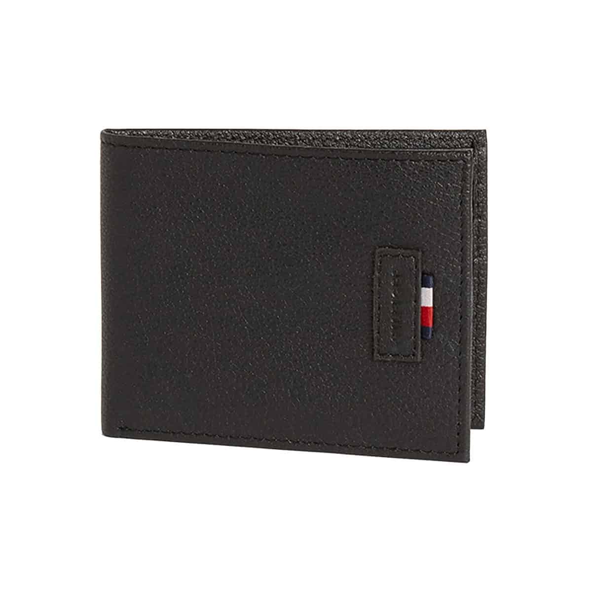 Portofel Tommy Hilfiger Gus RFID Slimfold Wallet, din piele, Negru