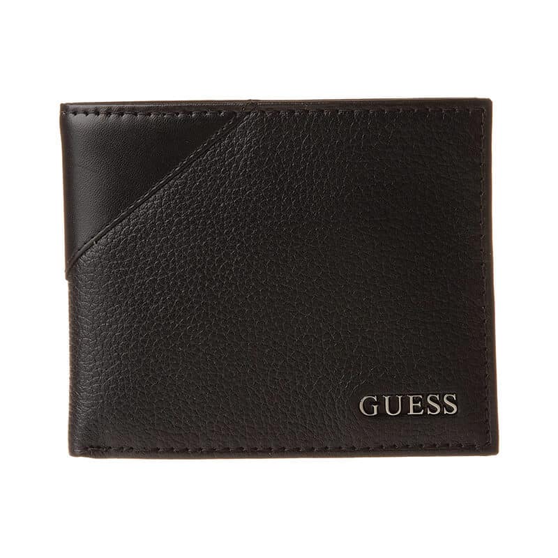 Portofel din piele pentru barbati GUESS Monterrey Billfold Wallet with Removable Passcase, Negru