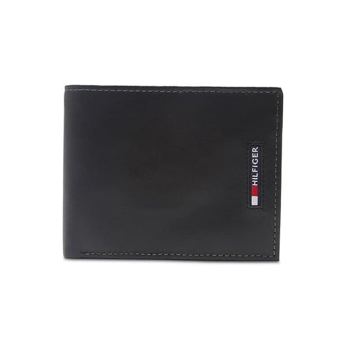 Portofel din piele pentru barbati Tommy Hilfiger Slim Extra-Capacity Leather Wallet, Negru