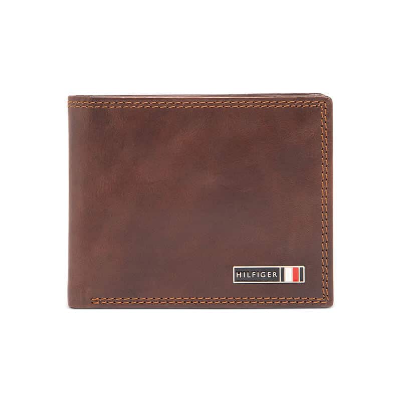 Portofel din piele pentru barbati Tommy Hilfiger Slimfold RFID Wallet, Maro