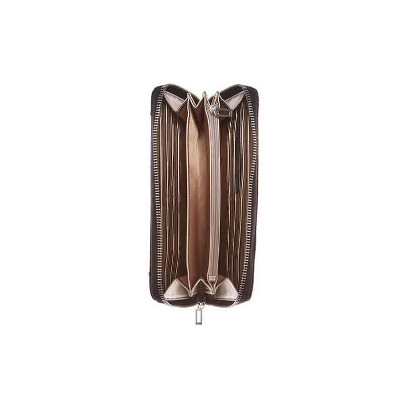 Portofel pentru femei GUESS Lyndi Large Zip Around Wallet, Maro