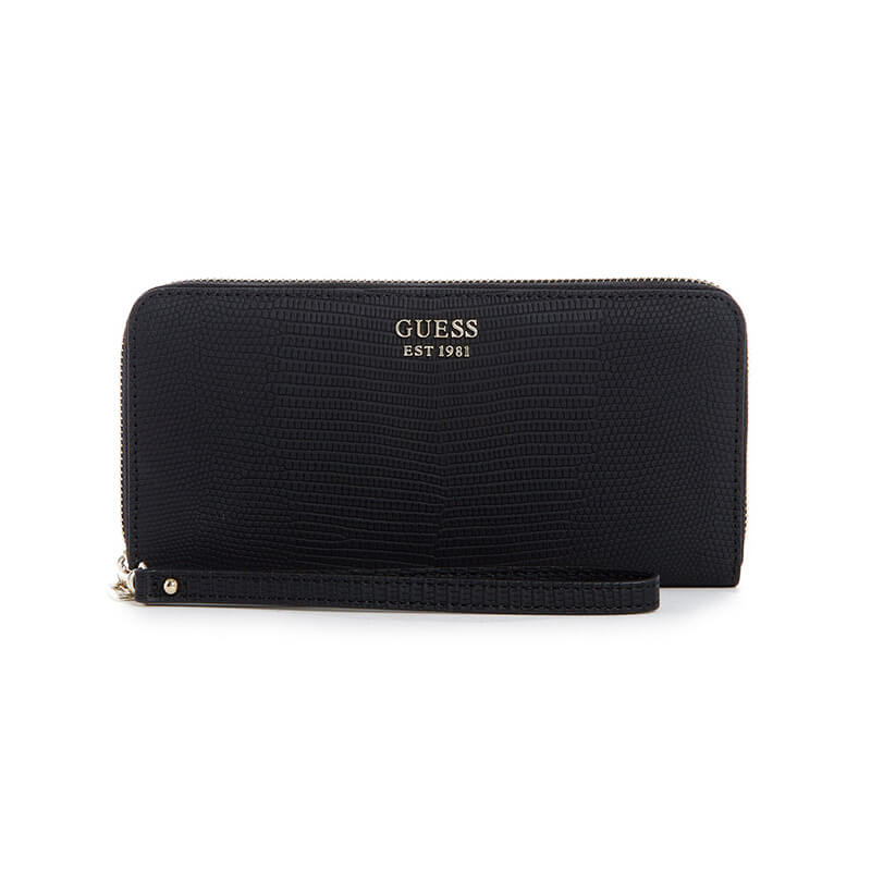 Portofel pentru femei GUESS Lyndi Large Zip Around Wallet, Negru