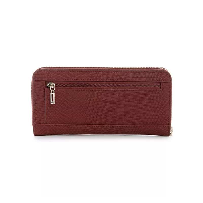 Portofel pentru femei GUESS Lyndi Large Zip Around Wallet, Visiniu