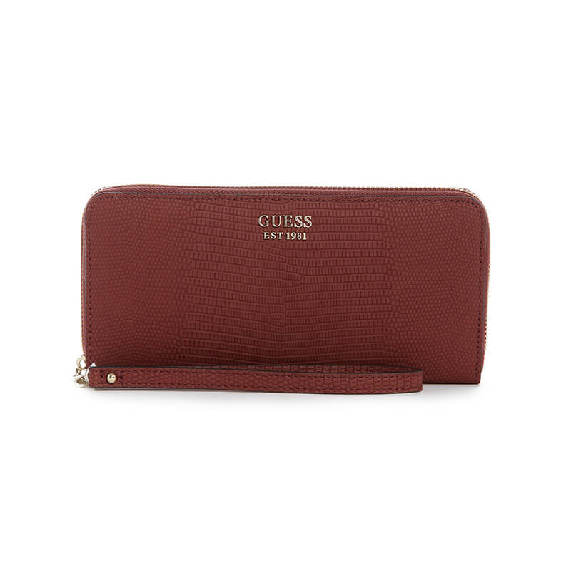 Portofel pentru femei GUESS Lyndi Large Zip Around Wallet, Visiniu