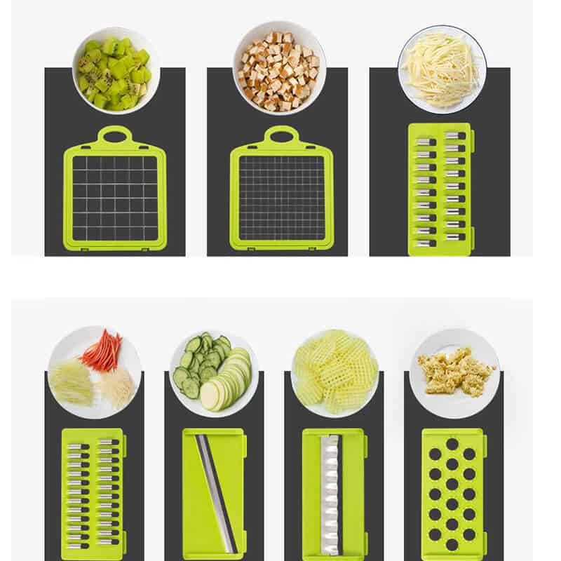 Razatoare multifunctionala Edman, pentru legume/fructe, cu 7 accesorii interschimbabile