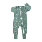 Salopeta pijama Edman bebe/copii Shapes cu maneca lunga, fermoar reversibil, bumbac, 3-6 luni, Verde
