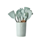 Set 12 ustensile de gatit din silicon Edman, maner rezistent din lemn