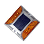 Set 2 bucati Buton marker stradal cu Led si incarcare solara pentru locul de parcare, din aluminiu, Galben