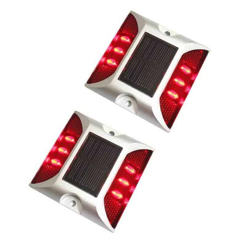 Set 2 bucati Buton marker stradal cu Led si incarcare solara pentru locul de parcare, din aluminiu