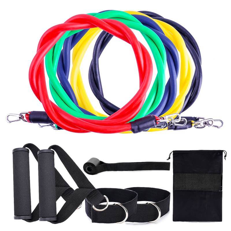 Set antrenament fitness Edman EXT cu corzi elastice latex, manere, ancora usa si curele pentru glezna