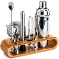 Set-de-Barman-pentru-bauturi-Edman-suport-din-bambus-Shaker-Cobbler-550-ml-10-Piese-Otel-Inoxidabil-Argintiu