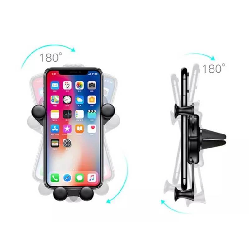Suport auto Edman Smile Emoji, gravitational, prindere in grila de ventilatie, Negru