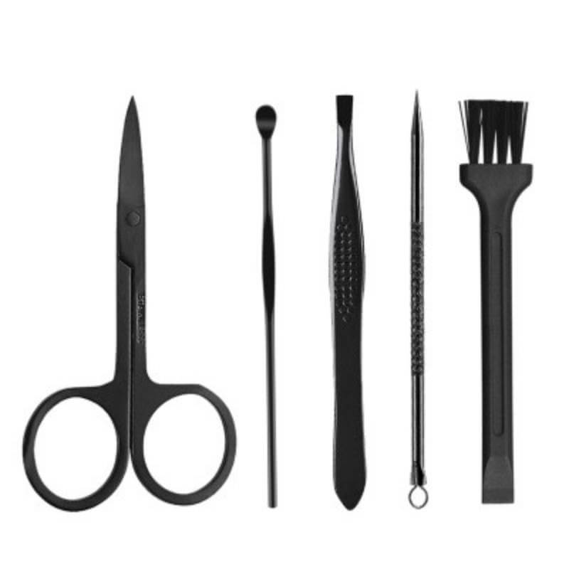 Trusa de unghii Edman 16 piese, unghiera, pila, penseta si forfecuta, cu pouch piele ecologica, Maro