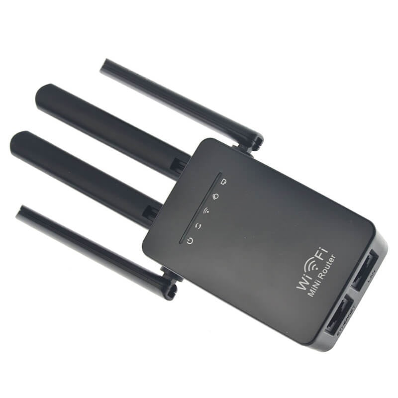 Amplificator de Semnal Wireless Edman, Range Extender Retea WIFI, Retea 2,4GHz, Viteza 300Mbs, 4 Antene, Slot LAN, Compatibil cu 3G / 4G / 5G, Raza de actiune pana la 300M, Negru