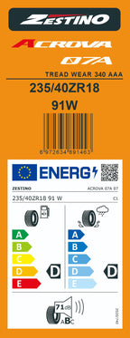 Anvelopa Zestino Acrova 07A UHP Semi-slick, TW 340, 235/40R18