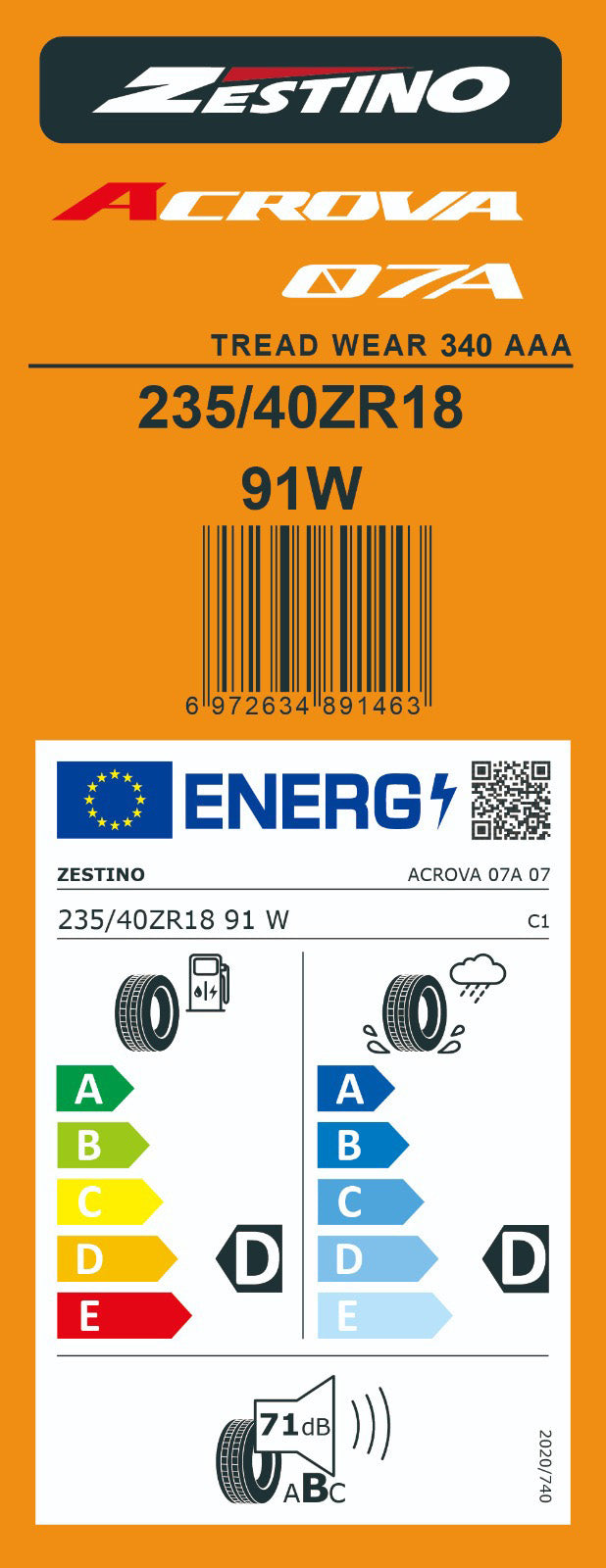 Anvelopa Zestino Acrova 07A UHP Semi-slick, TW 340, 235/40R18