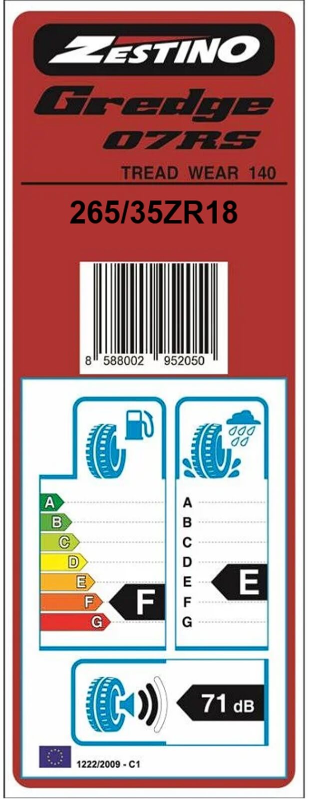 Anvelopa Zestino Gredge 07RS TW140 Semi-slick, 265/35R18