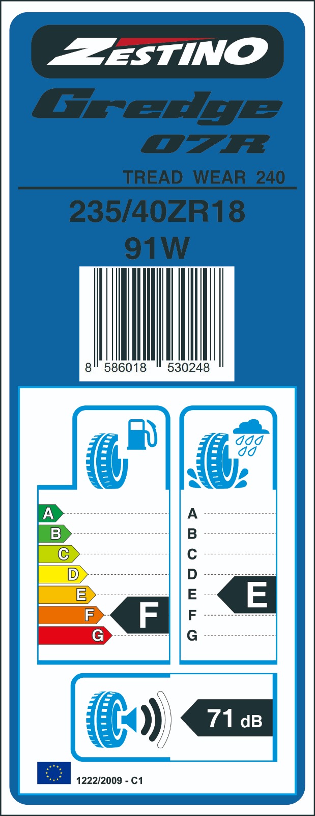Anvelopa Zestino Gredge 07R Semi-slick, TW 240, 235/40R18