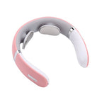 Aparat masaj cervical cu impulsuri electromagnetice, cu incalzire, portabil, 3 moduri de masaj, 15 nivele de intensitate, USB, telecomanda, Edman, Roz