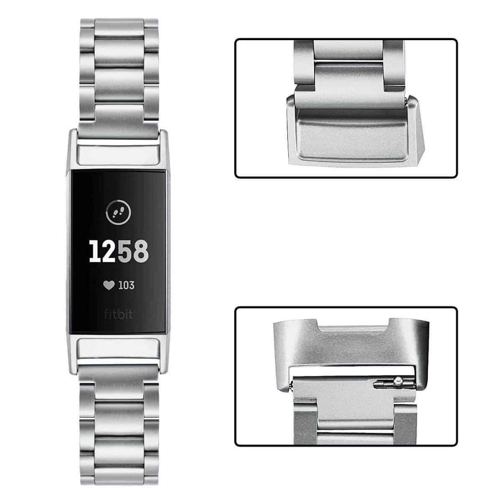 Curea metalica Edman 3Z pentru Fitbit Charge 3 / 4, Argintiu