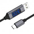 Cablu de incarcare si transfer date Edman QC 3.0 Fast Charge Type-C cu display voltaj de 1m, Negru