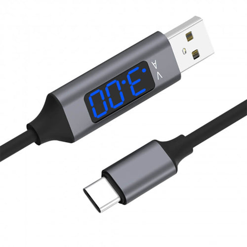 Cablu de incarcare si transfer date Edman QC 3.0 Fast Charge cu display voltaj de 1m, Negru