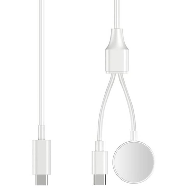 Cablu incarcare rapida 2 în 1 Edman USB-C Magnetic compatibil Apple Watch / iPhone, Alb