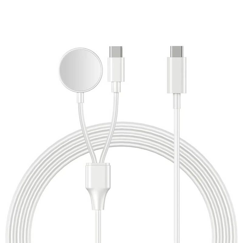 Cablu incarcare rapida 2 în 1 Edman USB-C Magnetic compatibil Apple Watch / iPhone, Alb